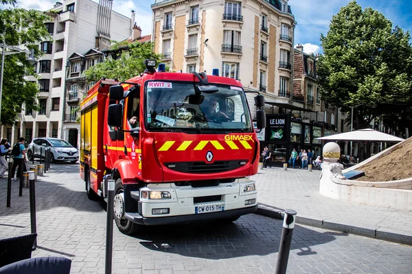 Reims France Mai 2022 Pompier Traverse Les Rues Reims Pendant — Photo