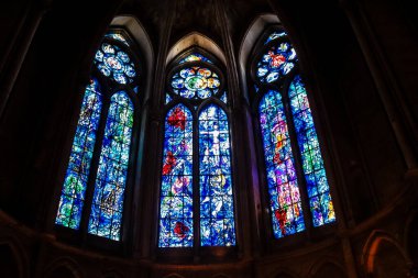 Reims, Fransa - 25 Mayıs 2022 Notre Dame Reims Katedrali, Fransa 'nın Grand Est bölgesinde bir anıt ve Avrupa' nın en eskilerindendir.
