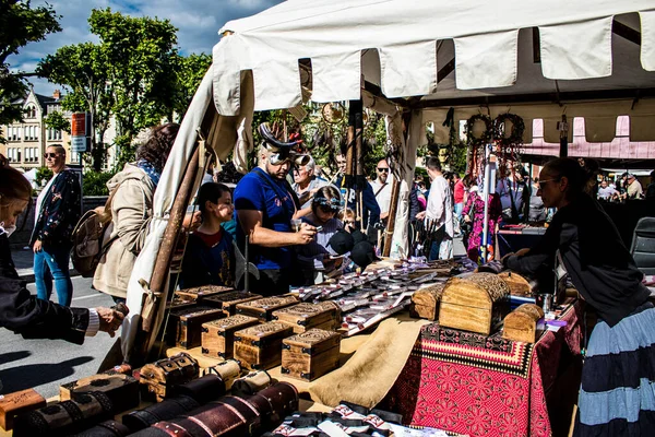 Reims Francia Mayo 2022 Puesto Artesanos Vendiendo Sus Productos Mercado — Foto de Stock