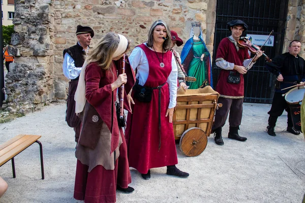 Reims France May 2022 Musician Middle Ages Music Group Performing — Stock Photo, Image