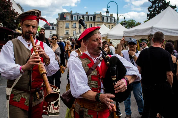 Reims Frankreich Mai 2022 Musiker Einer Mittelalterlichen Musikgruppe Die Bei — Stockfoto