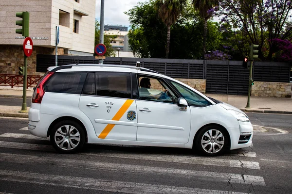 Seville Spain June 2022 Taxi Driving Streets Seville Coronavirus Outbreak — Stock Photo, Image