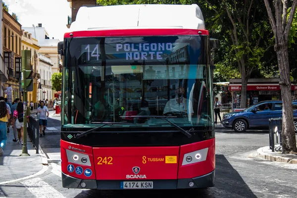 Sevilla Spanien Juni 2022 Busfahrt Durch Die Straßen Von Sevilla — Stockfoto