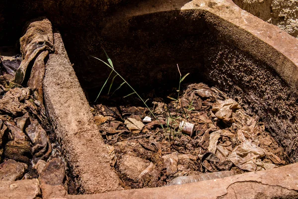 Fez, Fas - 13 Haziran 2022 Chouara Tannery, Chouara 'daki boya fıçıları Fez Medine' nin en ikonik manzaraları arasındadır. Eskiler 'in bronzlaşma ve boyama sanatı, içsel gerçekliğiyle.