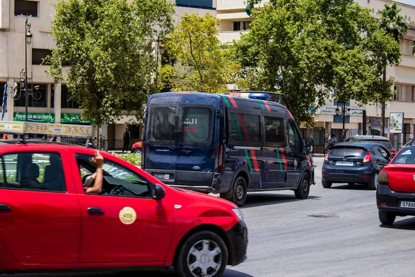 Fez Morocco June 2022 Police Car Patrolling Streets Fez Coronavirus — Stock Photo, Image