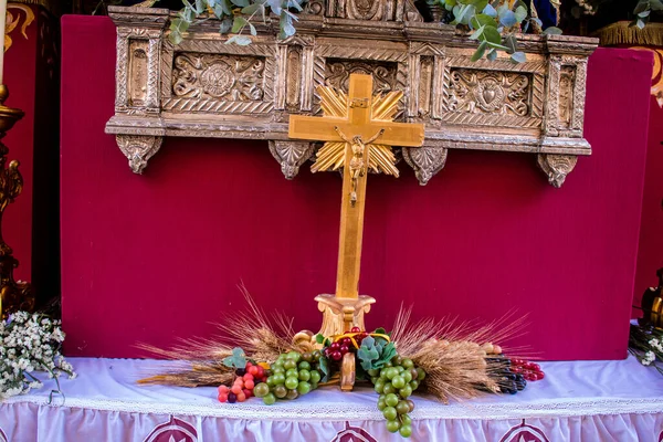 Carmona Spanyolország Június 2022 Corpus Christi Carmona Vallási Felvonulás Utcákon — Stock Fotó