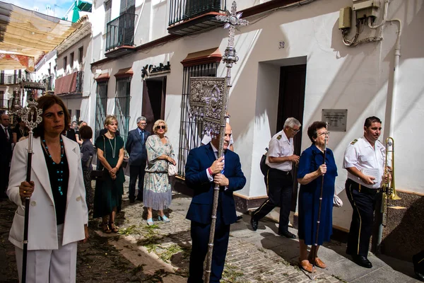 Carmona Španělsko Června 2022 Corpus Christi Carmony Náboženský Průvod Ulicemi — Stock fotografie