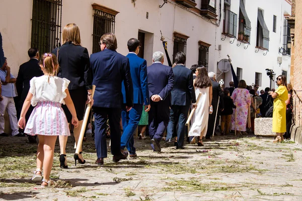 Carmona Španělsko Června 2022 Corpus Christi Carmony Náboženský Průvod Ulicemi — Stock fotografie