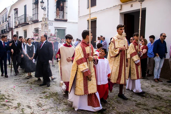 Carmona Spain June 2022 Corpus Christi Carmona Religious Procession Streets — Stock Photo, Image