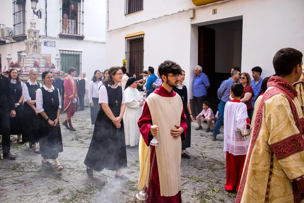 Carmona Spain June 2022 Corpus Christi Carmona Religious Procession Streets — Stock Photo, Image