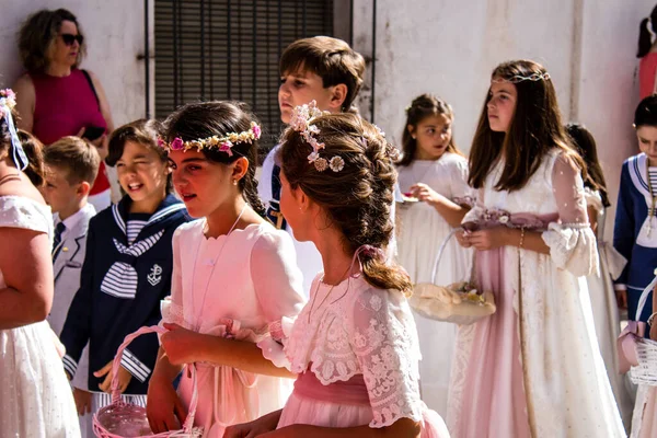 Carmona Spain June 2022 Corpus Christi Carmona Religious Procession Young — Stock Photo, Image