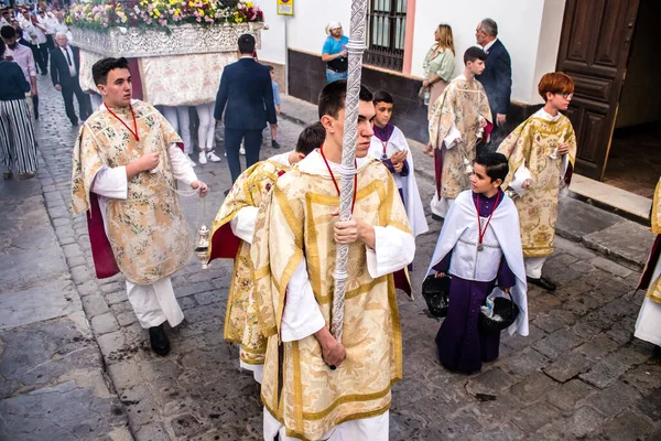Carmona Ισπανία Ιουνίου 2022 Corpus Christi Carmona Θρησκευτική Πομπή Στους — Φωτογραφία Αρχείου