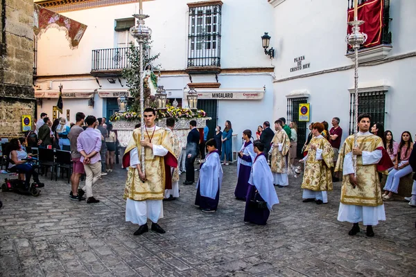 Carmona Španělsko Června 2022 Corpus Christi Carmona Náboženské Procesí Ulicích — Stock fotografie