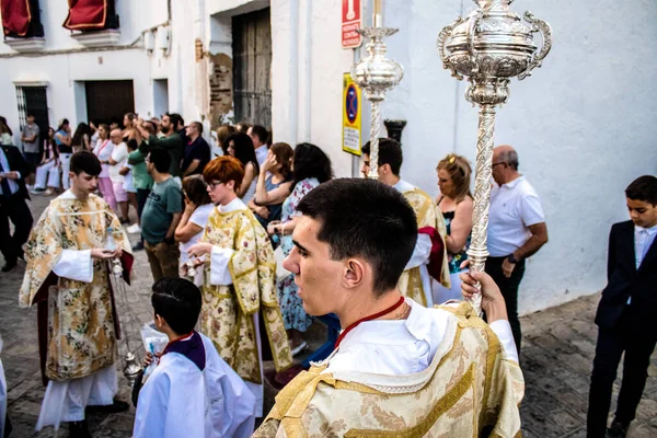 Carmona España Junio 2022 Corpus Christi Carmona Procesión Religiosa Las — Foto de Stock