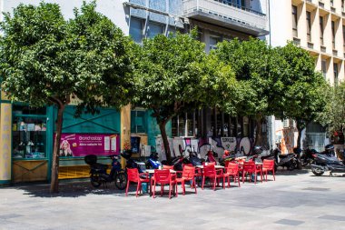 Seville, İspanya - 4 Temmuz 2022 Sevilla şehri ve İspanya 'nın güneyindeki Endülüs Bölgesi' nin başkenti Sevilla 'nın mimarisi