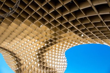 Seville, Spain - July 04, 2022 The Metropol Parasol, popularly linked to the name of Las Setas, is the largest wooden structure of the world, offering a panoramic view of the town of Seville