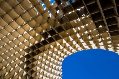 Seville, Spain - July 04, 2022 The Metropol Parasol, popularly linked to the name of Las Setas, is the largest wooden structure of the world, offering a panoramic view of the town of Seville