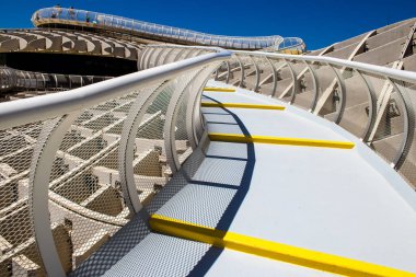 Seville, Spain - July 04, 2022 The Metropol Parasol, popularly linked to the name of Las Setas, is the largest wooden structure of the world, offering a panoramic view of the town of Seville