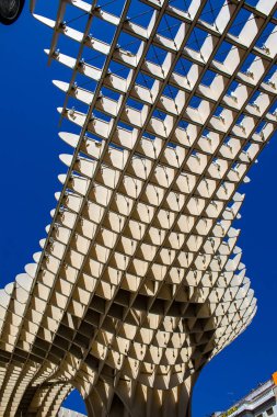 Seville, Spain - July 04, 2022 The Metropol Parasol, popularly linked to the name of Las Setas, is the largest wooden structure of the world, offering a panoramic view of the town of Seville