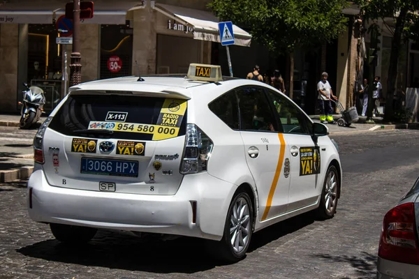 Seville Spain July 2022 Taxi Driving Streets Seville Coronavirus Outbreak — Stockfoto