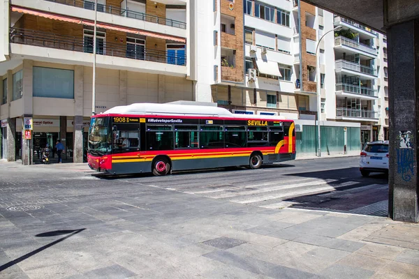 Seville Spain July 2022 Bus Driving Streets Seville Coronavirus Outbreak — Photo