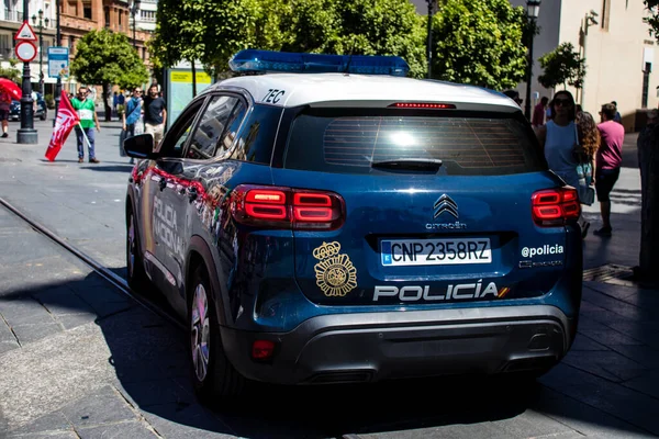Seville Spain July 2022 Police Car Patrolling Streets Seville Emblematic — Foto de Stock