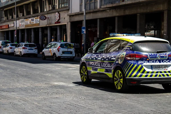 Seville Spain July 2022 Police Car Patrolling Streets Seville Emblematic — Stock Photo, Image