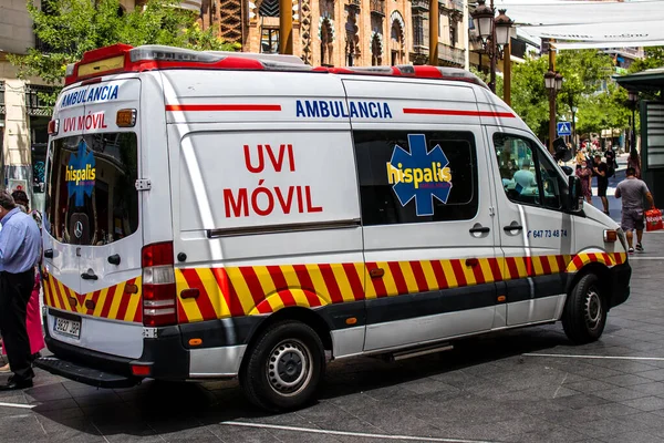 Seville Spain July 2022 Ambulance Driving Streets Seville Coronavirus Outbreak — Stok fotoğraf