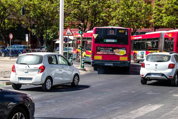 Seville Spain July 2022 Traffic Jam Streets Seville Emblematic City — Stock Photo, Image