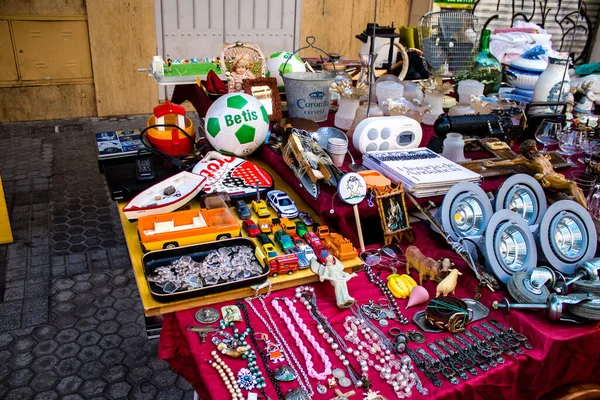 Seville Spain July 2022 Various Objects Sold Flea Market Also — стоковое фото
