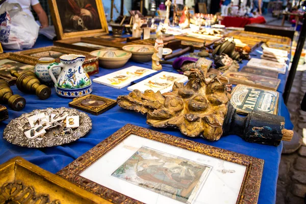 Seville Spain July 2022 Various Objects Sold Flea Market Also — Foto Stock