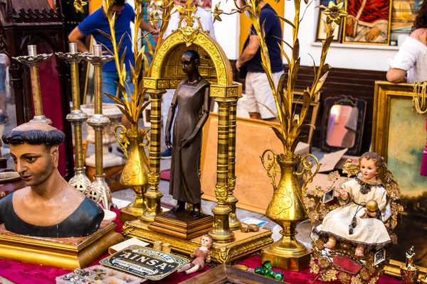 Seville Spain July 2022 Various Objects Sold Flea Market Also — Foto Stock