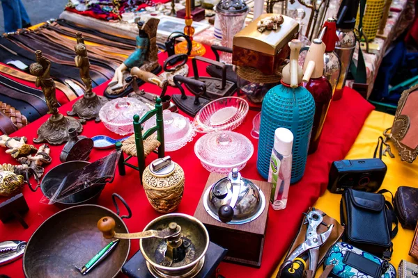 Seville Spain July 2022 Various Objects Sold Flea Market Also — Foto de Stock