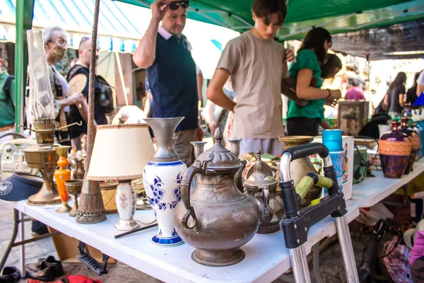 Seville Spain July 2022 Various Objects Sold Flea Market Also — Foto de Stock