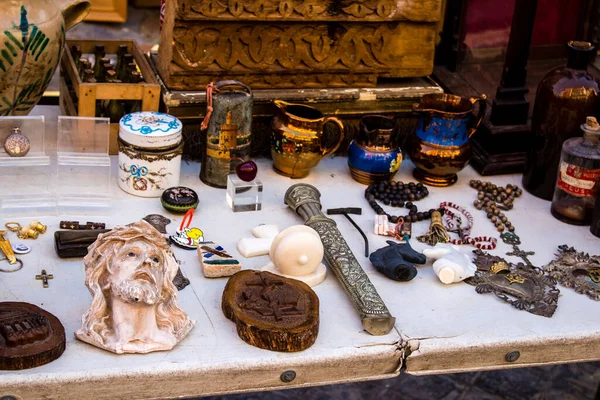 Seville Spain July 2022 Various Objects Sold Flea Market Also — Foto de Stock