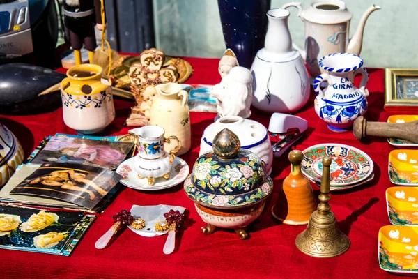 Seville Spain July 2022 Various Objects Sold Flea Market Also — Foto Stock