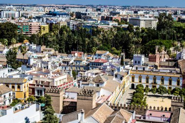 Seville, Spain - September 01, 2022 From the top of the Saint Metropolitan and Patriarchal Cathedral of Seville, It is the largest Gothic cathedral in the world