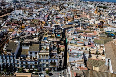 Seville, Spain - September 01, 2022 From the top of the Saint Metropolitan and Patriarchal Cathedral of Seville, It is the largest Gothic cathedral in the world