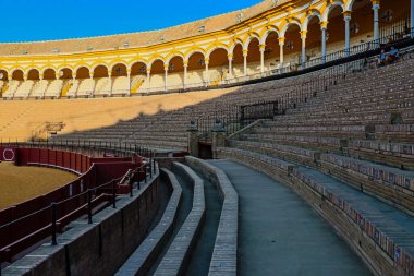 Seville, Spain - September 01, 2022 Plaza de Toros de Seville, The Bullring of the Real Maestranza de Caballeria is the  most important arena in Spain renowned for their characteristic architecture