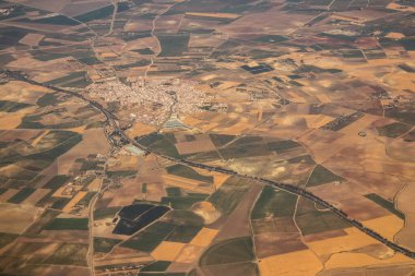Seville, Spain - August 19, 2022 Commercial flight between the city of Seville in Spain and Tetouan in Morocco, View from the sky of the land and the Strait of Gibraltar separating Europe and Africa