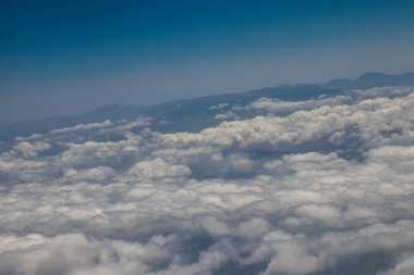 Seville, Spain - August 19, 2022 Commercial flight between the city of Seville in Spain and Tetouan in Morocco, View from the sky of the land and the Strait of Gibraltar separating Europe and Africa