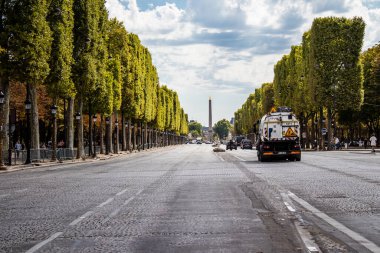 Paris, France - September 05, 2022 Cityscape of the famous Avenue Des Champs Elysees in Paris during the coronavirus epidemic which is hitting France