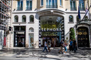 Paris, France - September 05, 2022 Cityscape of the famous Avenue Des Champs Elysees in Paris during the coronavirus epidemic which is hitting France