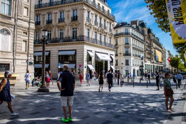 Paris, France - September 05, 2022 Cityscape of the famous Avenue Des Champs Elysees in Paris during the coronavirus epidemic which is hitting France