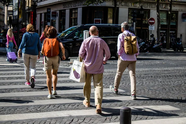 Paris France September 2022 Tourists Strolling Famous Avenue Des Champs — 스톡 사진