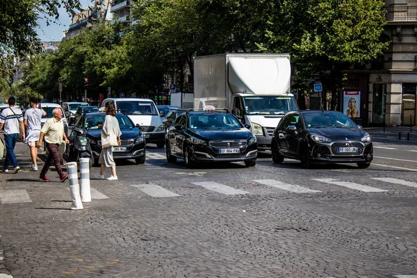 Paris France September 2022 Traffic Jam Streets Paris Emblematic City — Stock Photo, Image