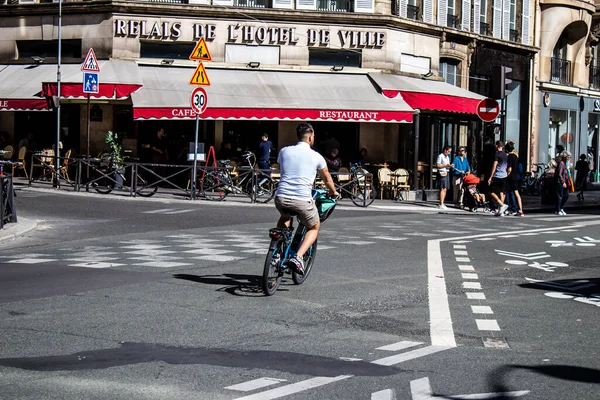 Paris Frankreich September 2022 Menschen Radeln Auf Den Straßen Fahrräder — Stockfoto