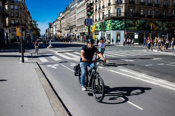 Paris Frankreich September 2022 Menschen Radeln Auf Den Straßen Fahrräder — Stockfoto