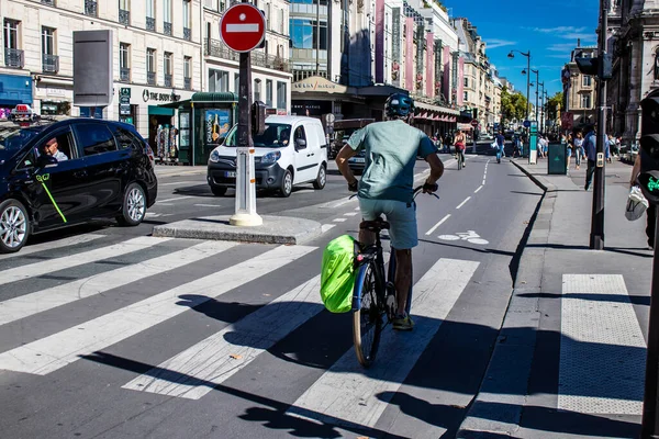 Paris Frankreich September 2022 Menschen Radeln Auf Den Straßen Fahrräder — Stockfoto