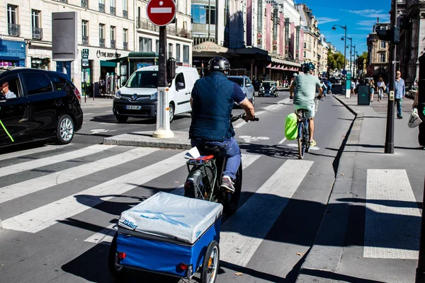 Paris Frankreich September 2022 Menschen Radeln Auf Den Straßen Fahrräder — Stockfoto